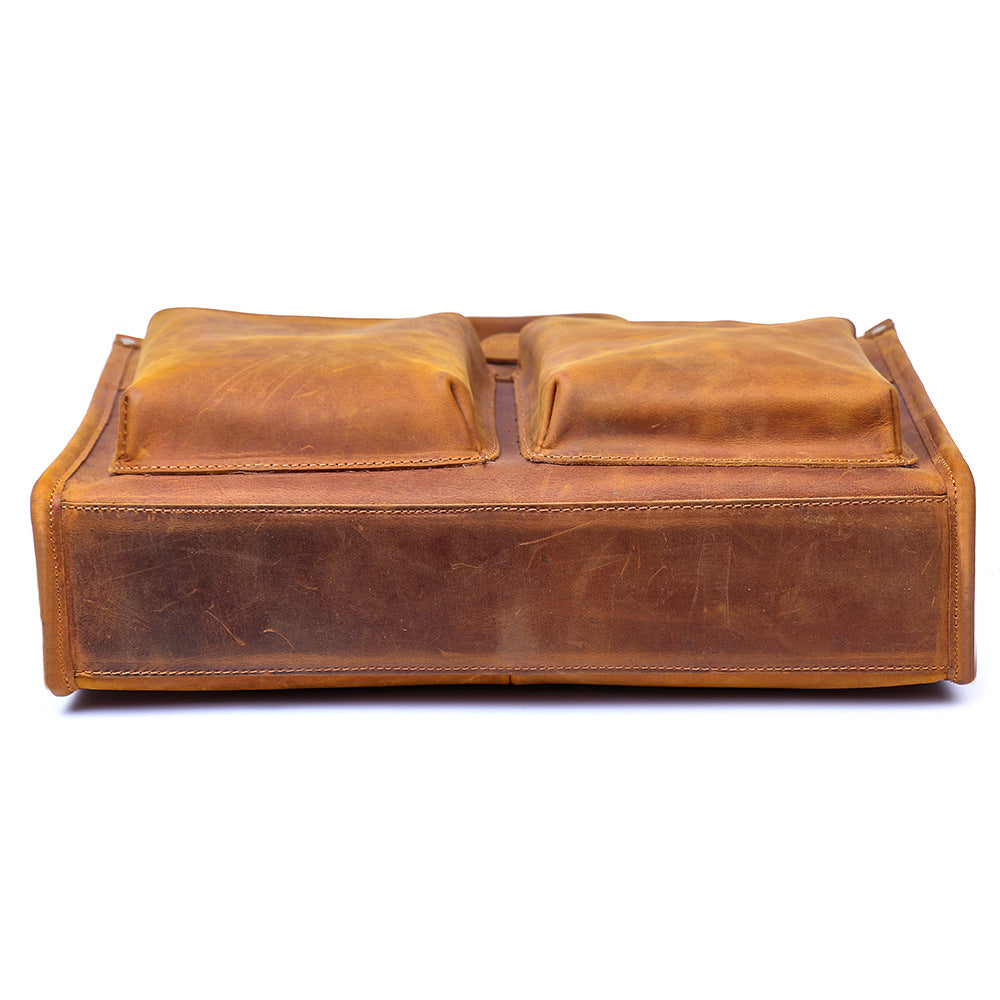 Retro Handmade Leather Briefcase Laptop Bag L9054-Leather Briefcase-Brown-Free Shipping Leatheretro