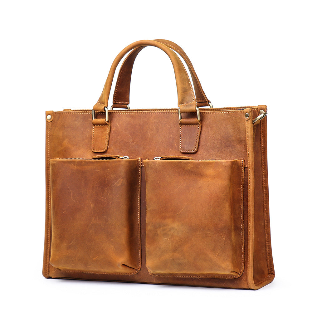 Retro Handmade Leather Briefcase Laptop Bag L9054-Leather Briefcase-Brown-Free Shipping Leatheretro