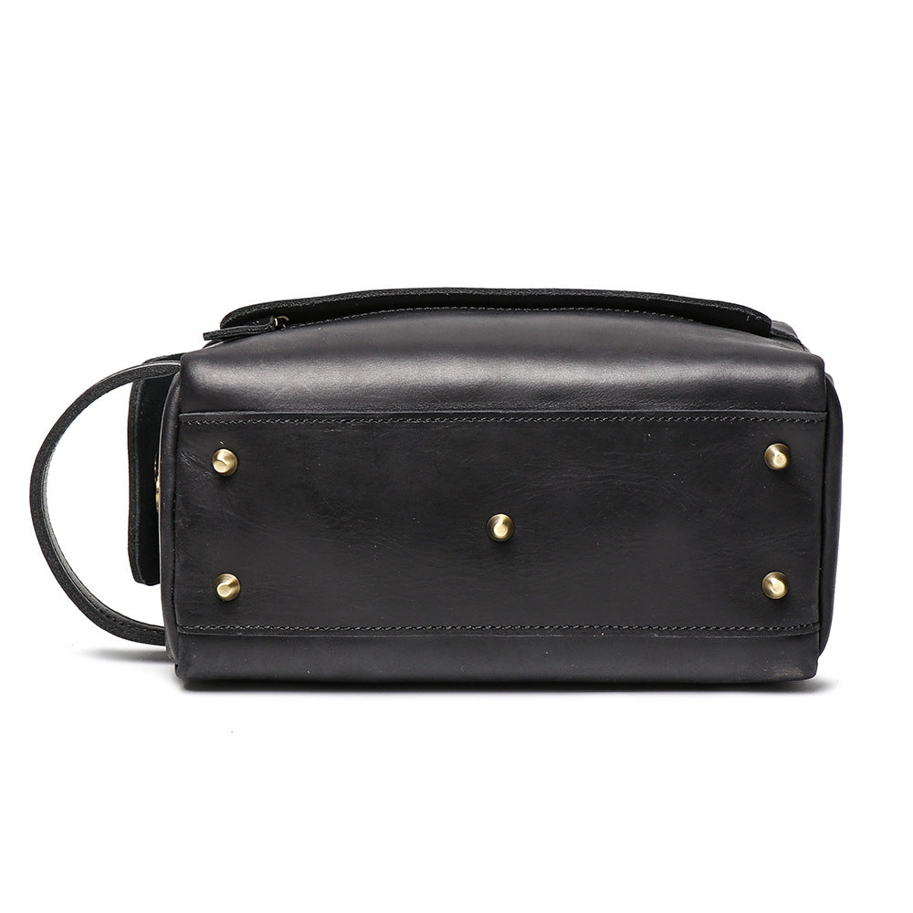 Lady Large Storage Leather Make Up Bags L9049-Leather Women Bags-Brown-Free Shipping Leatheretro