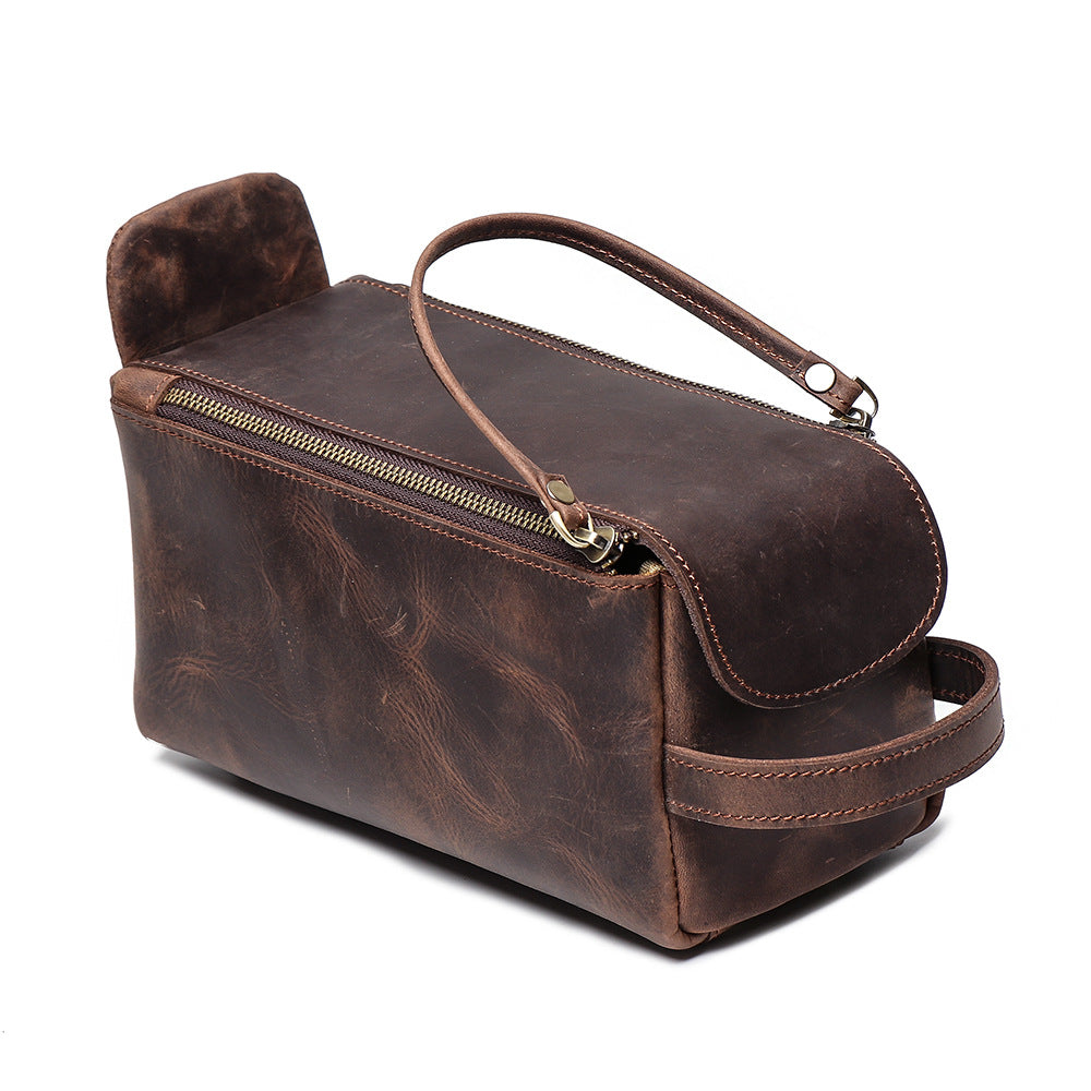 Lady Large Storage Leather Make Up Bags L9049-Leather Women Bags-Brown-Free Shipping Leatheretro