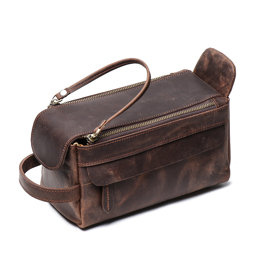Lady Large Storage Leather Make Up Bags L9049-Leather Women Bags-Coffee-Free Shipping Leatheretro