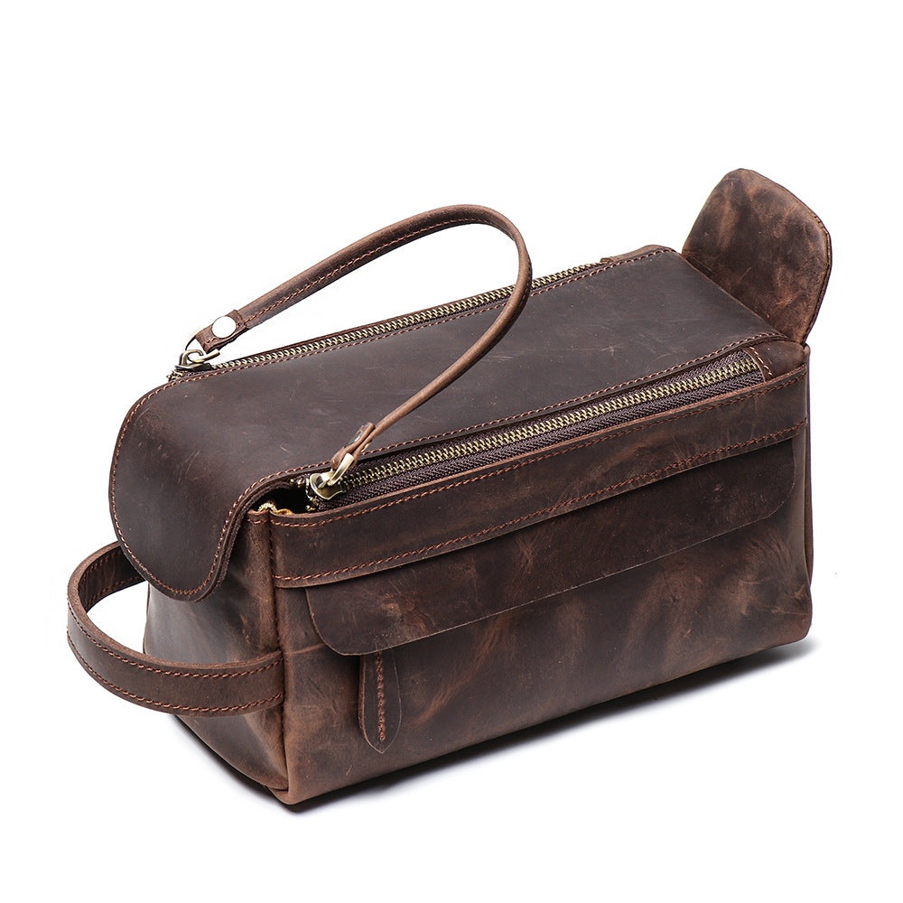 Lady Large Storage Leather Make Up Bags L9049-Leather Women Bags-Brown-Free Shipping Leatheretro