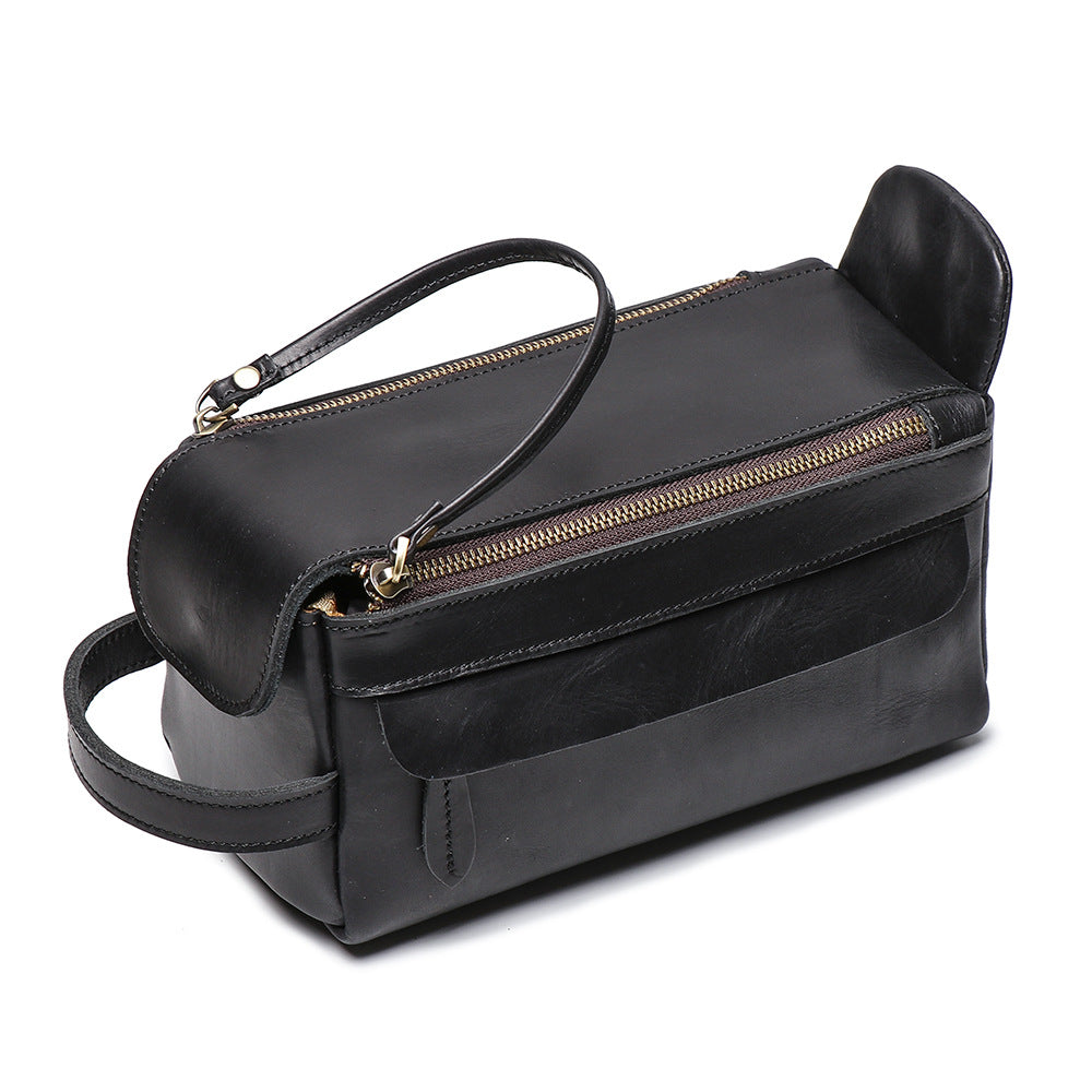 Lady Large Storage Leather Make Up Bags L9049-Leather Women Bags-Black-Free Shipping Leatheretro