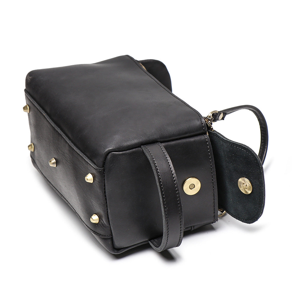 Lady Large Storage Leather Make Up Bags L9049-Leather Women Bags-Brown-Free Shipping Leatheretro