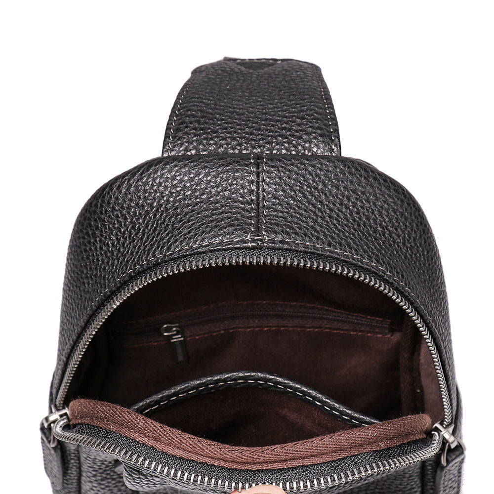 Genine Vintage Leather Chest Pack Bag L9269-Leather Women Bags-Black-Free Shipping Leatheretro
