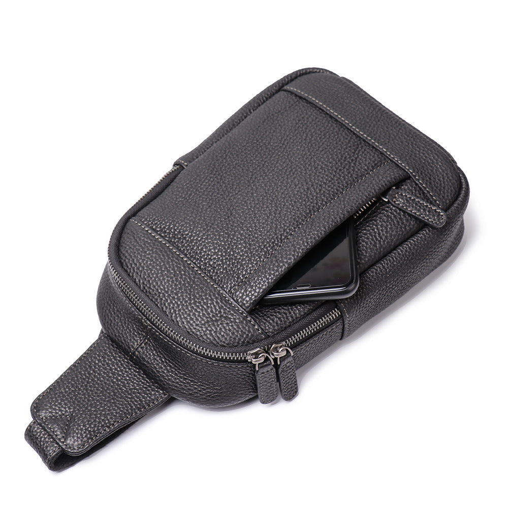 Genine Vintage Leather Chest Pack Bag L9269-Leather Women Bags-Black-Free Shipping Leatheretro