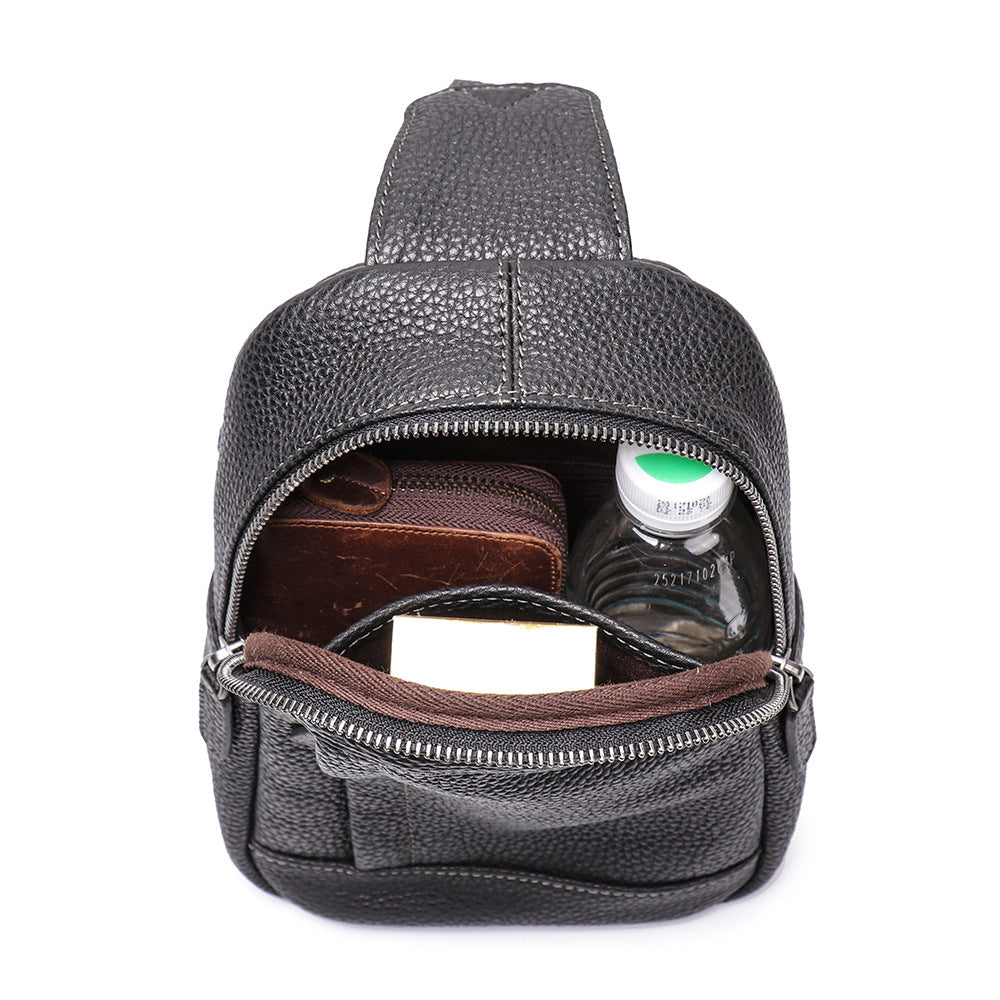 Genine Vintage Leather Chest Pack Bag L9269-Leather Women Bags-Black-Free Shipping Leatheretro