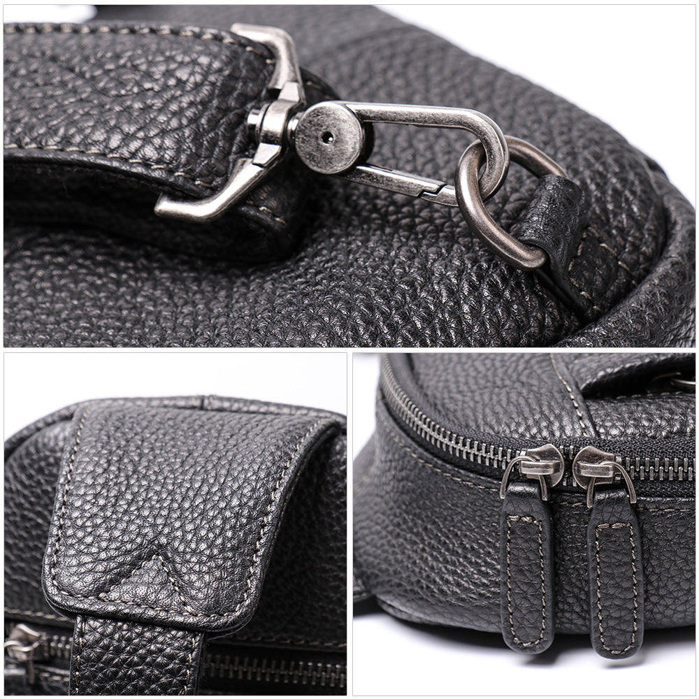 Genine Vintage Leather Chest Pack Bag L9269-Leather Women Bags-Black-Free Shipping Leatheretro