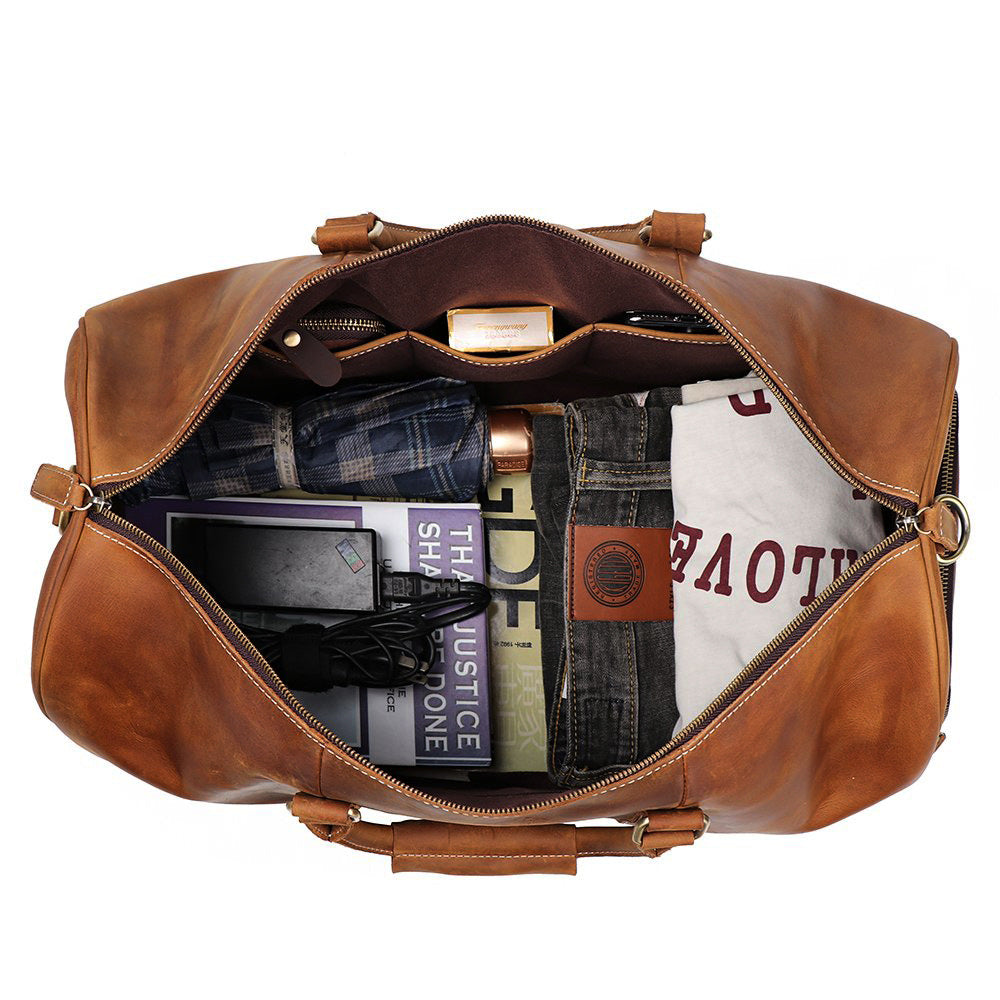 Handmade Leather Large Storage Travelling Bags L1180-Leather Duffle Bags-Brown-Free Shipping Leatheretro
