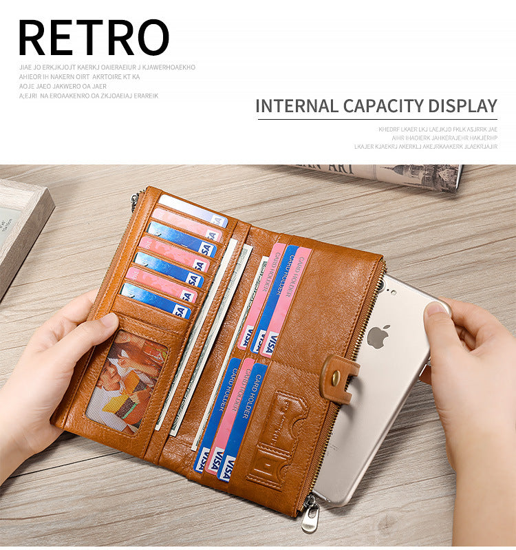 Cowhide Double Zipper Leather Wallets for Women-Leather Wallets for Women-Red-Free Shipping Leatheretro