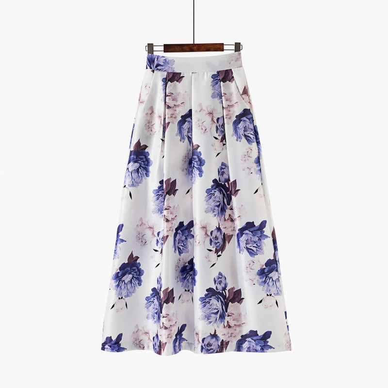 Vintage Floral Print Long Skirts for Women-Skirts-E-S-Free Shipping Leatheretro