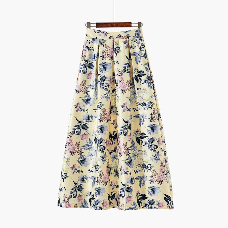 Vintage Floral Print Long Skirts for Women-Skirts-H-S-Free Shipping Leatheretro