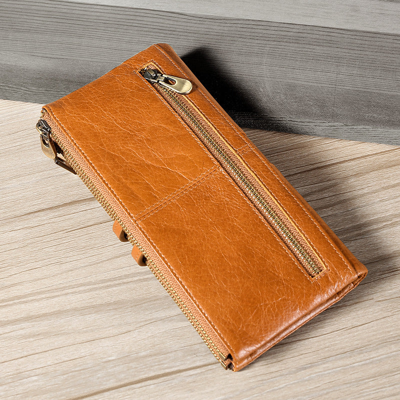 Cowhide Double Zipper Leather Wallets for Women-Leather Wallets for Women-Red-Free Shipping Leatheretro