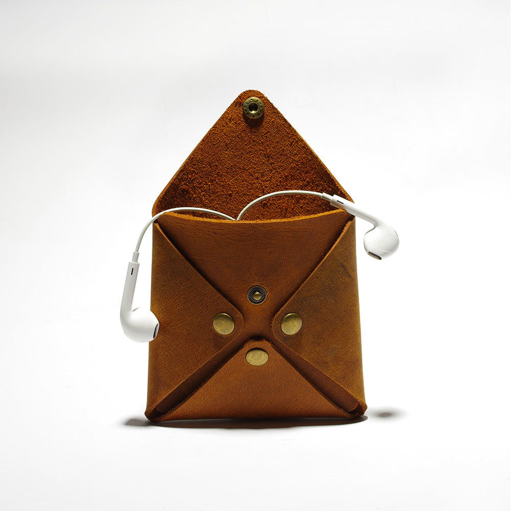 Vintage Cute Leather Coin Changes Bags T820-Business Card Cases-Green-Free Shipping Leatheretro