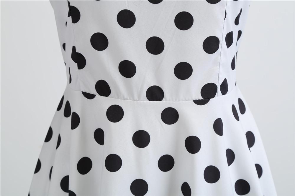 Summer Vintage Dot Print Sleeveless Dresses-1-S-Free Shipping Leatheretro