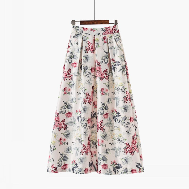 Vintage Floral Print Long Skirts for Women-Skirts-J-S-Free Shipping Leatheretro