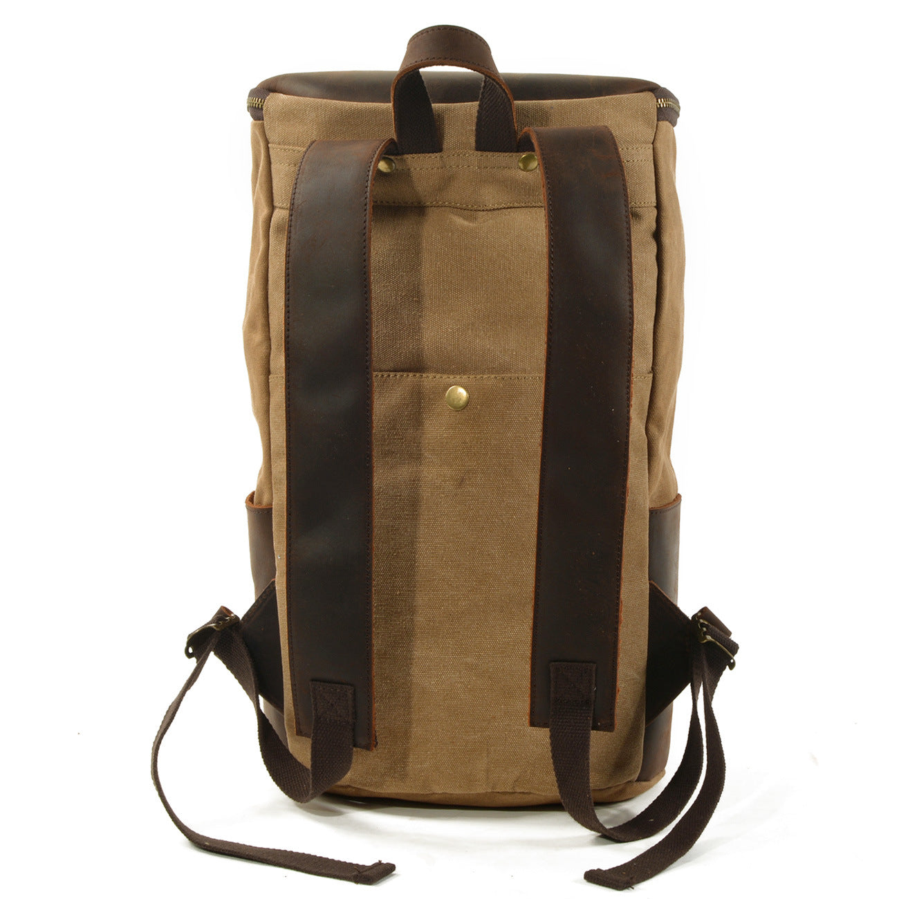 Roomy Capacity Leather Canvas Backpack 6139-Leather Canvas Backpack-Light Gray-Free Shipping Leatheretro