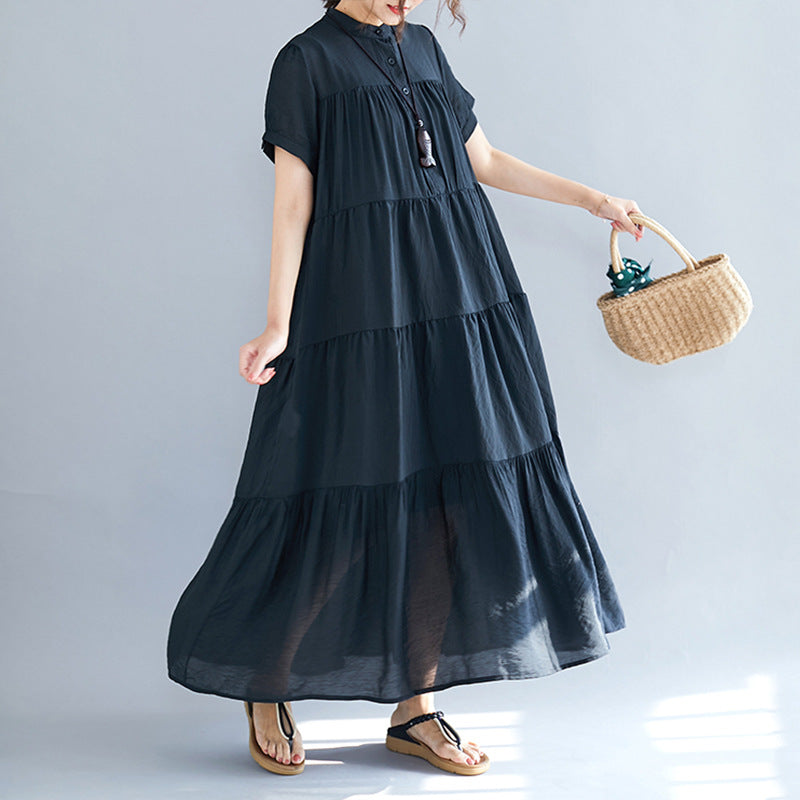 Summer Plus Sizes Black Elegant Long Dresses-Dresses-Black-One Size-Free Shipping Leatheretro