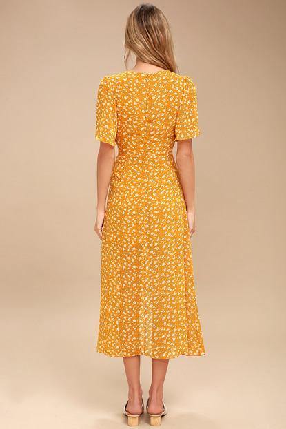 Summer Casual Irregular Midi Dresses-Midi Dresses-Yellow-S-Free Shipping Leatheretro
