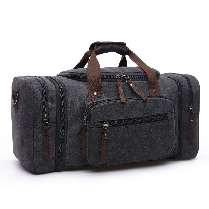 Casual Canvas Large Capacity Weekend Duffle Bags 8842-Duffel Bags-Black-Free Shipping Leatheretro