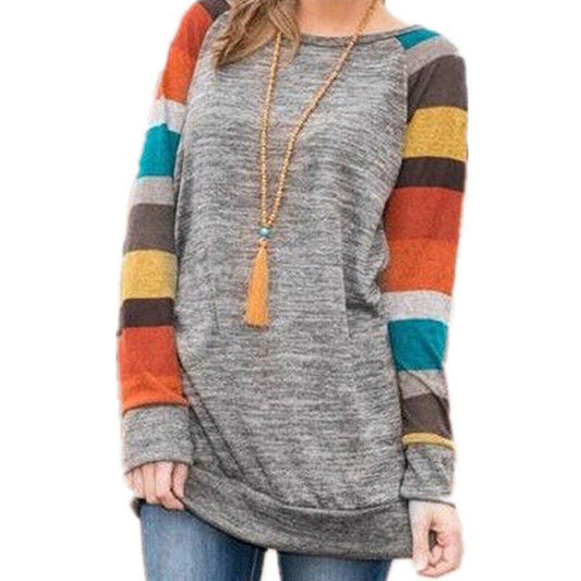 Leisure Striped Long Sleeves T Shirts for Women-Shirts & Tops-Style1-S-Free Shipping Leatheretro