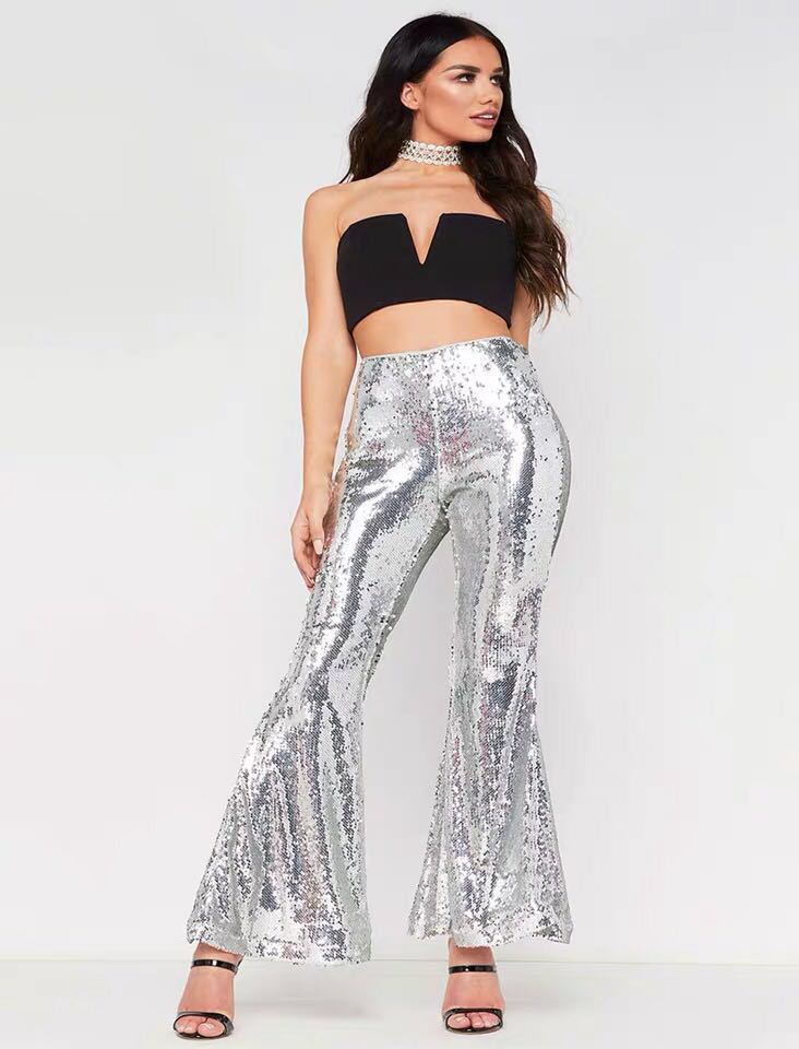 Sexy Sequined Night Party Pants-Pants-Black-S-Free Shipping Leatheretro