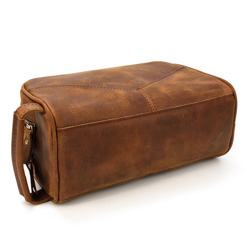 Vintage Cowhide Leather Toiletry Bag 9544-Leather washing Bag-Brown-Free Shipping Leatheretro