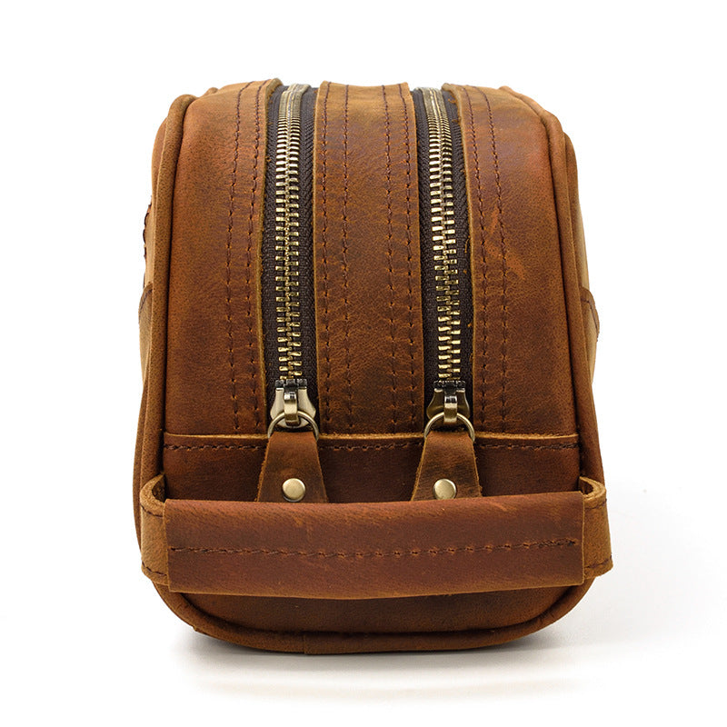 Vintage Cowhide Leather Toiletry Bag 9544-Leather washing Bag-Brown-Free Shipping Leatheretro