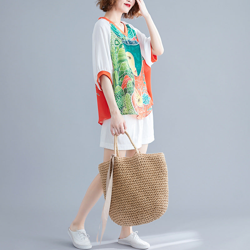 Summer Cartoon Print Plus Sizes Summer T Shirts-Dresses-The same as picture-One Size-Free Shipping Leatheretro