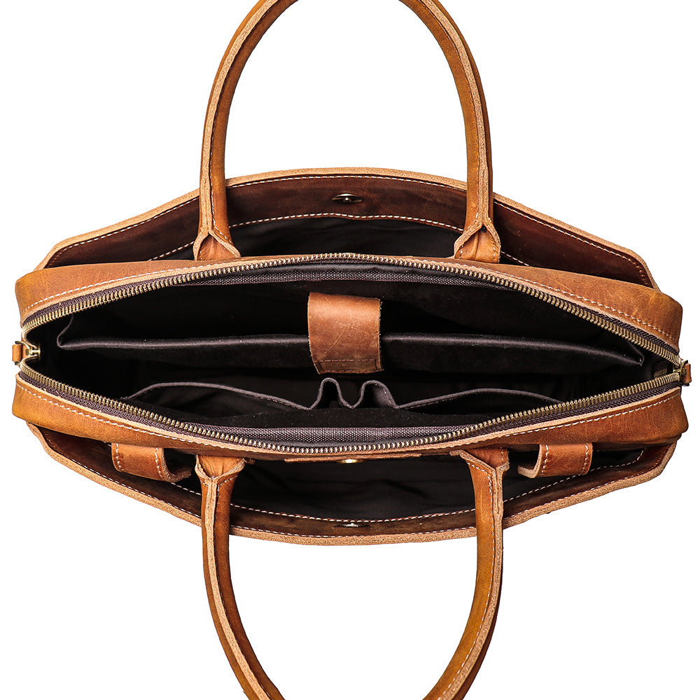 New Genuine Leather Vintage Laptop Bag L9078-Leather Briefcase-Black-Free Shipping Leatheretro