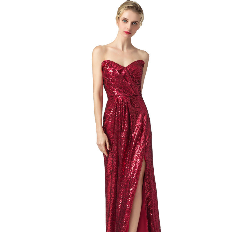Sexy Women Red Strapless Long Evening Party Dresses-Dresses-Red-US2-Free Shipping Leatheretro