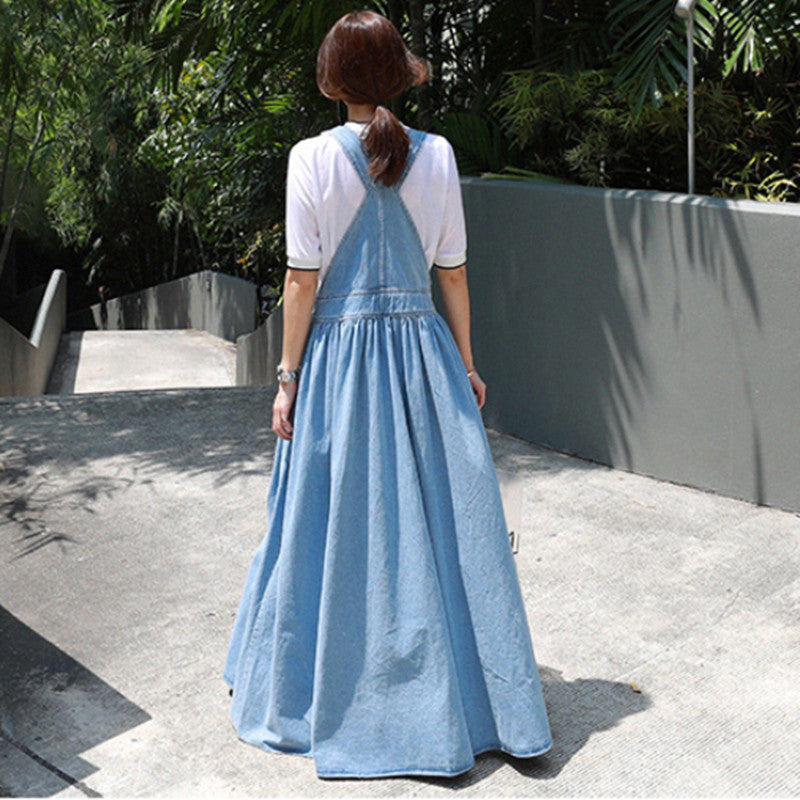 Casual Women Long Jean Suspender Dresses-Dresses-The same as picture-S-Free Shipping Leatheretro