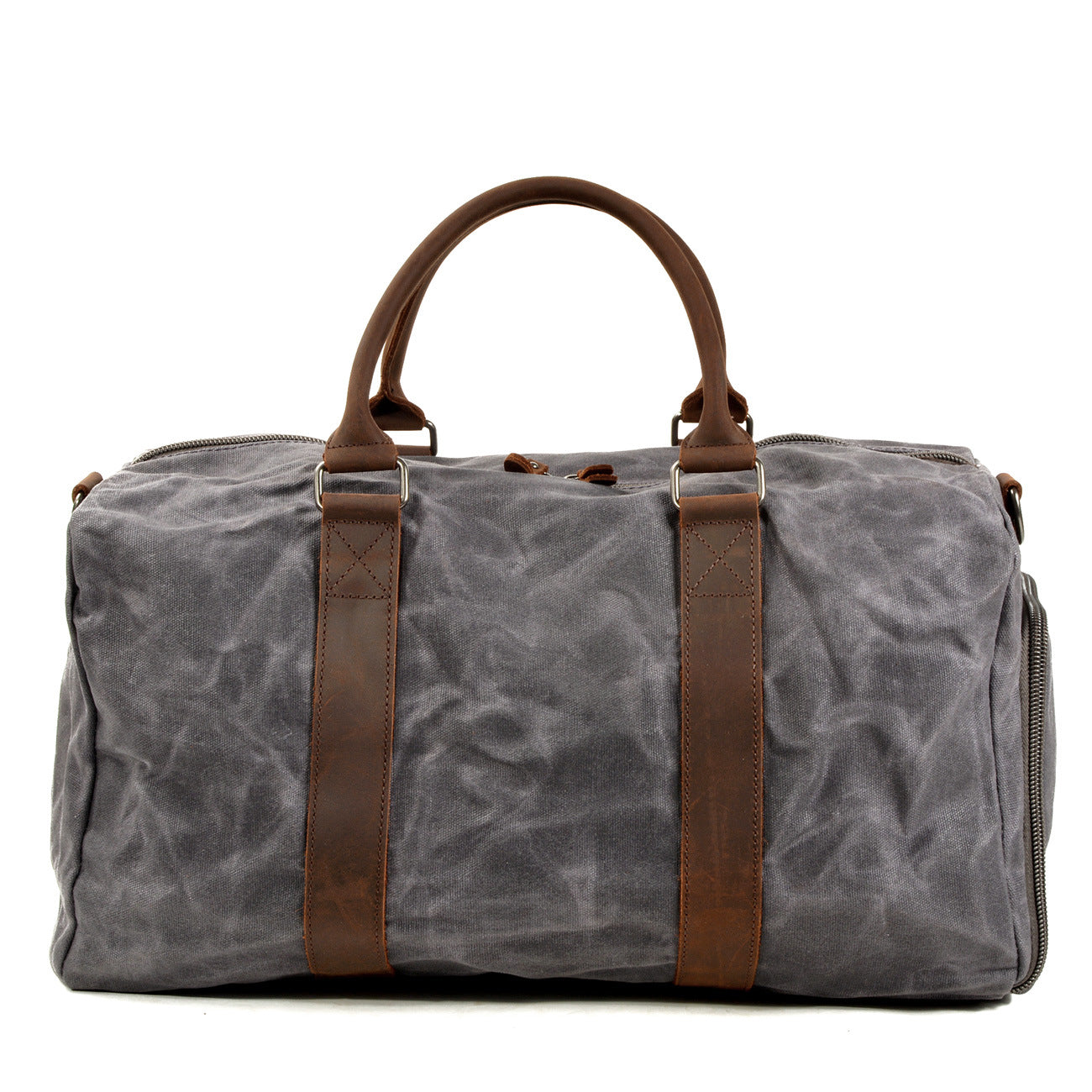 Men's Canvas Leather Bags for Traveling 6061-Canvas weekend bags-Dark Gray-Free Shipping Leatheretro