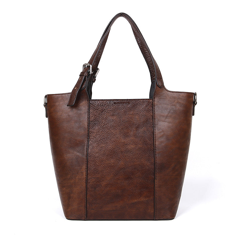 Vintage Hand Rubbing Cowhide Leather Tote Bags 8078-Leather Handbag for Women-Red-Free Shipping Leatheretro