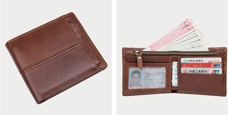 Vintage Cowhide Leaher Short Wallets 8107-Handbags, Wallets & Cases-Vertical-Chocolate-Free Shipping Leatheretro