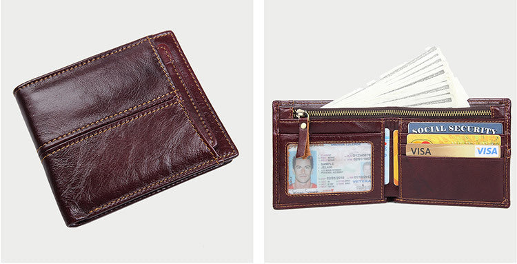 Vintage Cowhide Leaher Short Wallets 8107-Handbags, Wallets & Cases-Vertical-Chocolate-Free Shipping Leatheretro