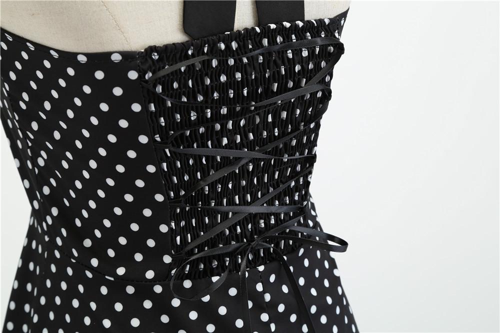 Summer Halter Dot Print Strapless Retro Dresses-Vintage Dresses-White-S-Free Shipping Leatheretro