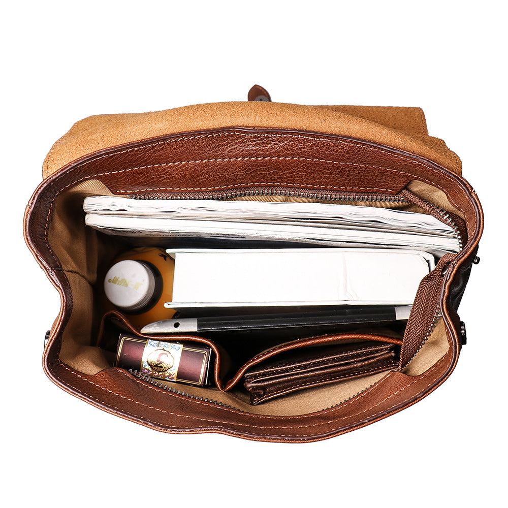 Retro Persoanal Design Leather Backpack L9019-Leather Backpack-Coffee-Free Shipping Leatheretro