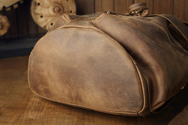 Handmade Leisure Vintage Leather Backpacks-Backpack-Dark Brown-Big-Free Shipping Leatheretro