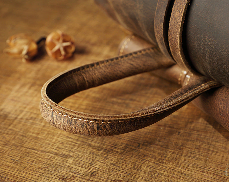 Handmade Leisure Vintage Leather Backpacks-Backpack-Dark Brown-Big-Free Shipping Leatheretro