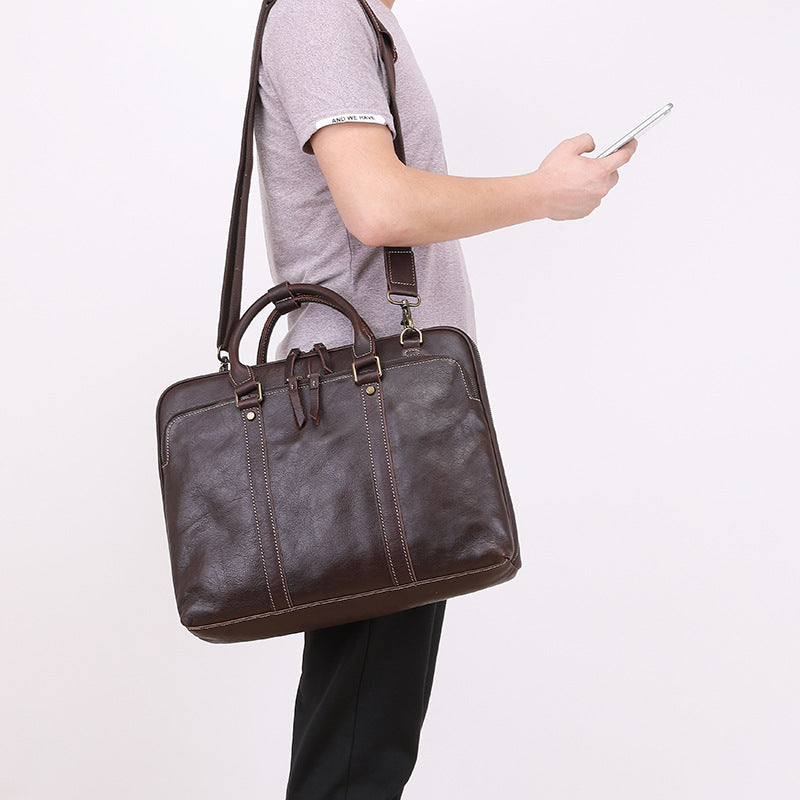 Retro Leather Business Briefcase B-8150-Leather Briefcase-Coffee-Free Shipping Leatheretro