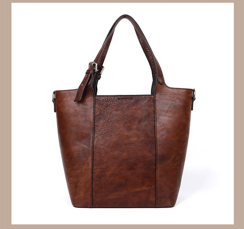 Vintage Hand Rubbing Cowhide Leather Tote Bags 8078-Leather Handbag for Women-Red-Free Shipping Leatheretro