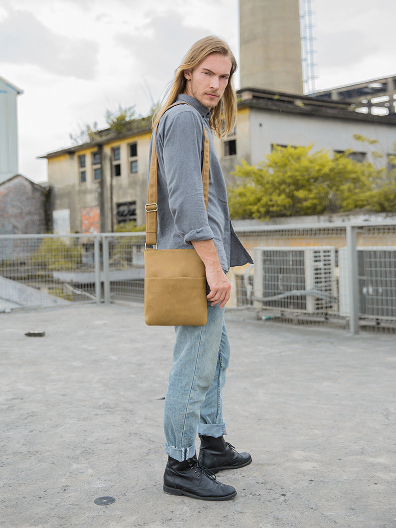 Handmade Vintage Leather Shoulder Bags for Men-Leather Bags-Black-Free Shipping Leatheretro