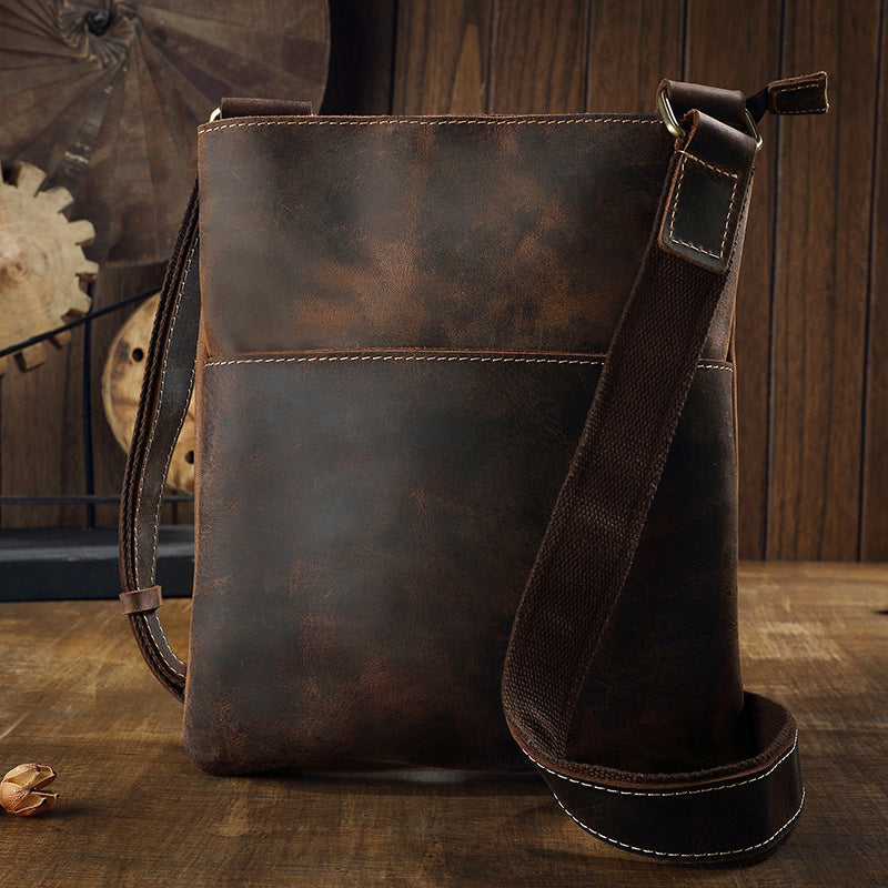 Handmade Vintage Leather Shoulder Bags for Men-Leather Bags-Coffee-Free Shipping Leatheretro