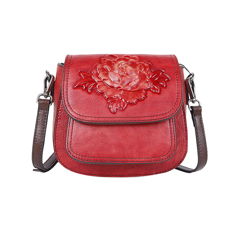 Embossing Design Vintage Leather Shoulder Bags 8078-Handbags-Red-Free Shipping Leatheretro