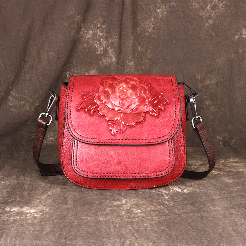 Embossing Design Vintage Leather Shoulder Bags 8078-Handbags-Red-Free Shipping Leatheretro