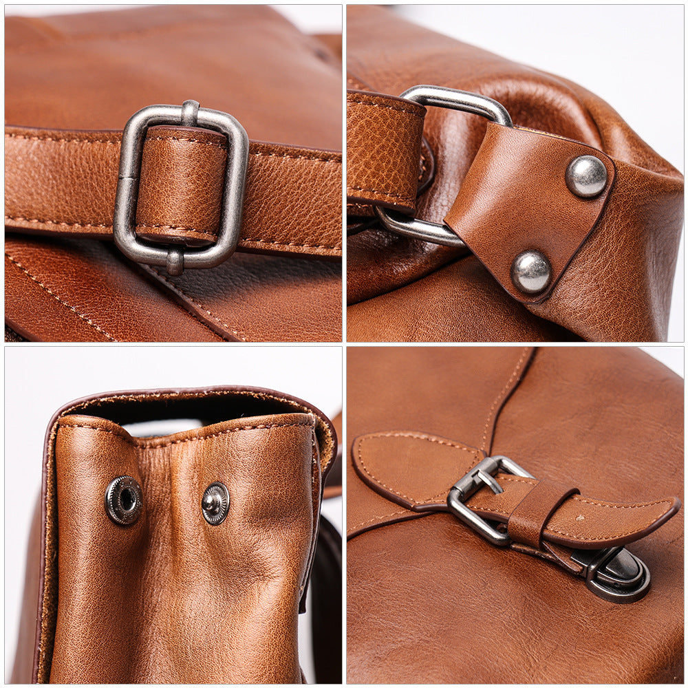 Retro Persoanal Design Leather Backpack L9019-Leather Backpack-Coffee-Free Shipping Leatheretro