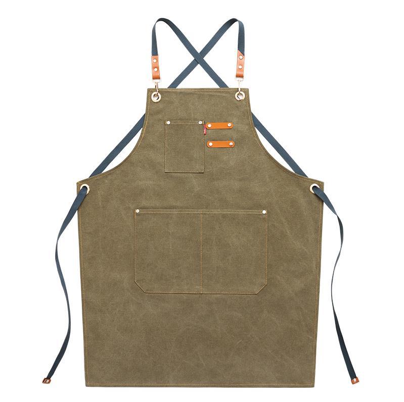 Demin Canvas Handmade Work Apron P247-Canvas Apron-Blue-Free Shipping Leatheretro