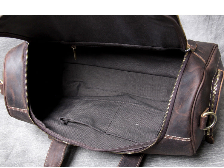 Handmade Vintage Leather Weekend Traveling Bags 1901-Leather Duffle Bag-Dark Brown-Free Shipping Leatheretro