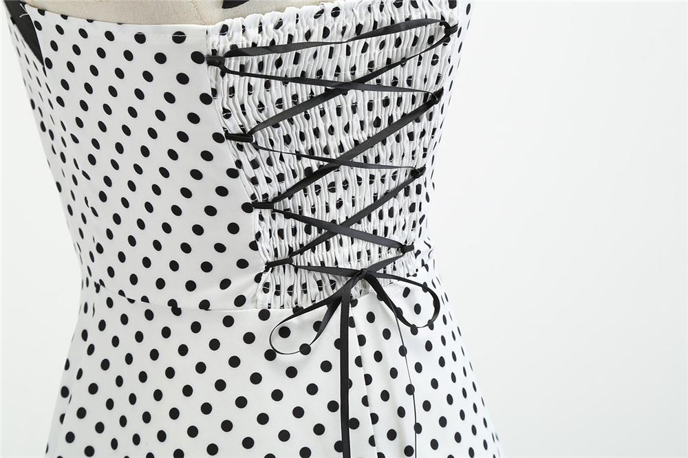 Summer Halter Dot Print Strapless Retro Dresses-Vintage Dresses-White-S-Free Shipping Leatheretro